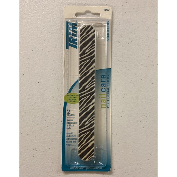 TRIM Makeup Trim Salon Boards Nail Files Zebra Print 2 Pack Heavy